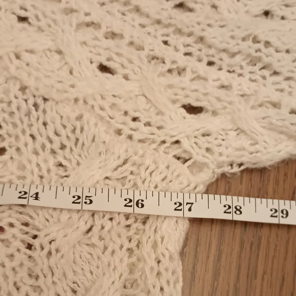 Free People Size S Cream Crochet Oversized Cropped Sweater - Picture 6 of 10